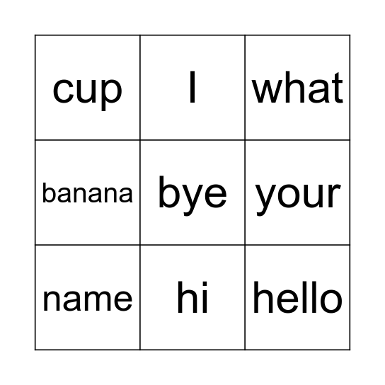 Hello! Bingo Card