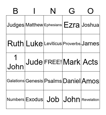 Bible Bingo Card