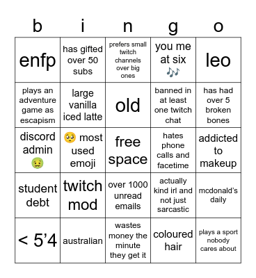 brooke Bingo Card