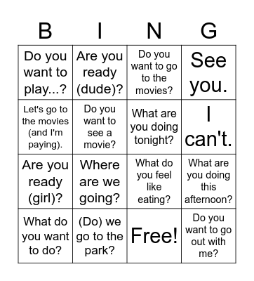 Invitaciones y planes Bingo Card