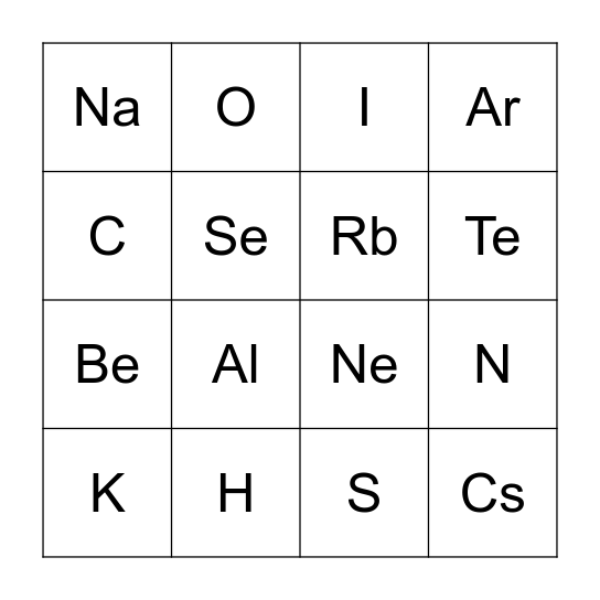 ตารางธาตุ Bingo Card