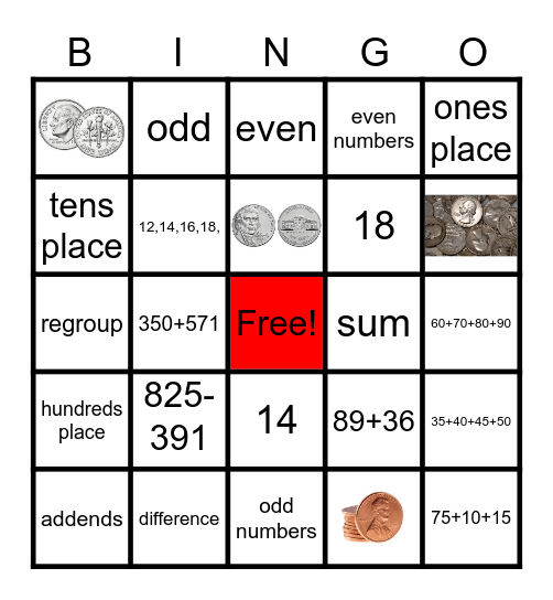 2nd grade math Bingo Card