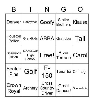 Dale Bingo Card