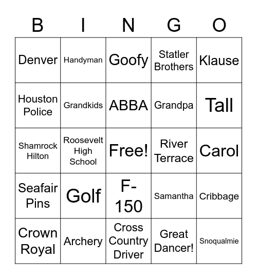 Dale Bingo Card