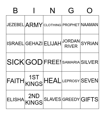 Sunday School Bingo Card