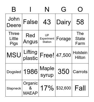 Allison UPREC BINGO Card