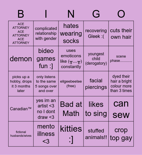 Tetri Bingo :3c Bingo Card