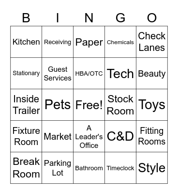 Places I Have Cried in Target Bingo Card