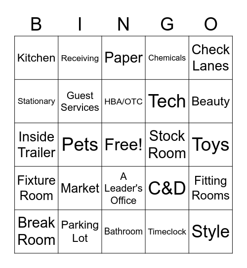 Places I Have Cried in Target Bingo Card