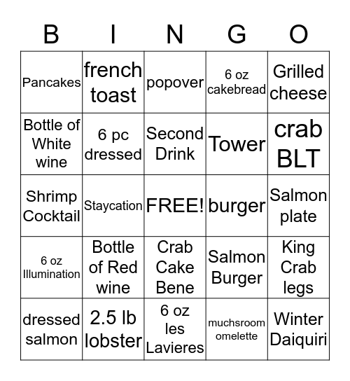 AG Brunch Bingo Card