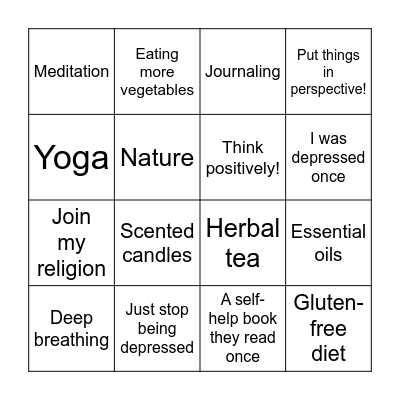 Neurotypicals Offering Unsolicited Advice Bingo Card