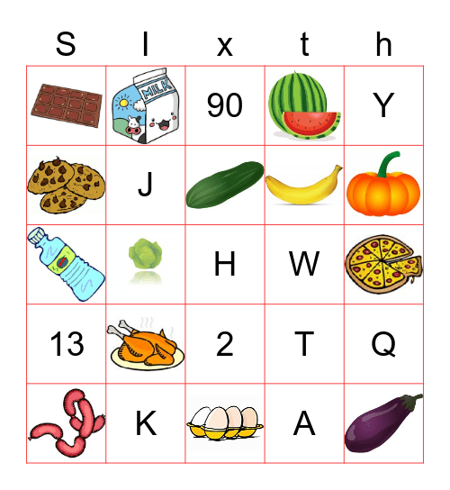 Numbers, Food and Letters - Oca - Tio Tales Bingo Card
