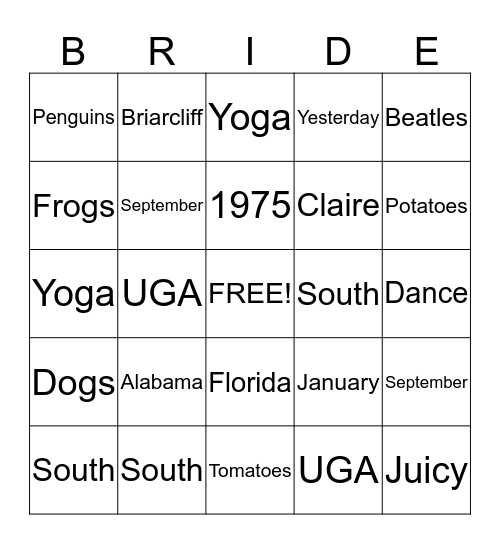 Wedding Bindgo Bingo Card