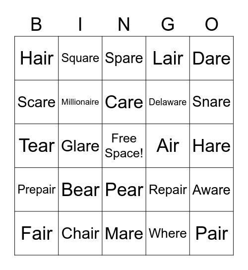 Final /r/ -AIR Bingo Card