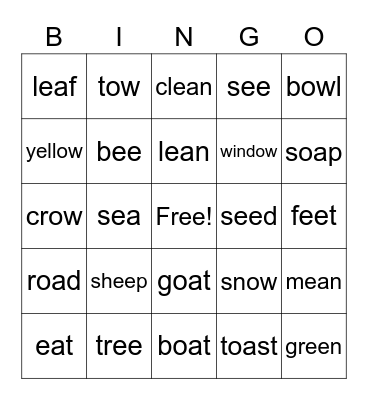 Phonics Monster 4 Units 7-8 Bingo Card