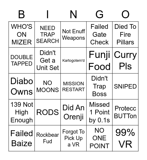 CM1 Bingo Card