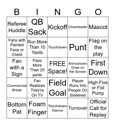 Super Bowl Bingo 2015 Bingo Card