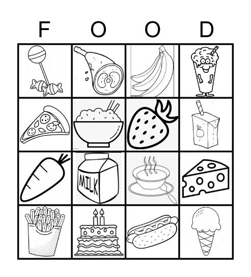 Food Bingo Card