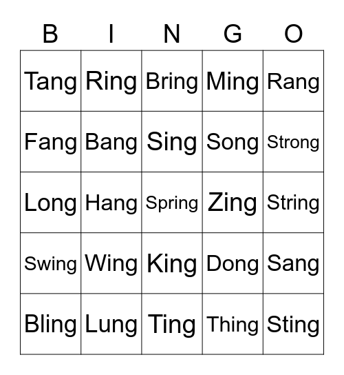 NG Bingo Card