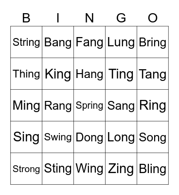 NG Bingo Card