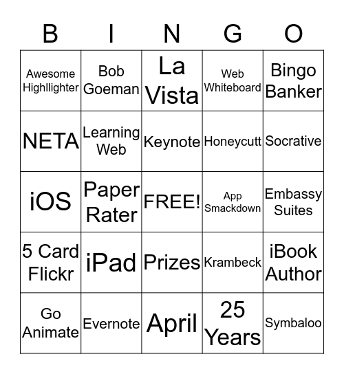 NETA Bingo Card