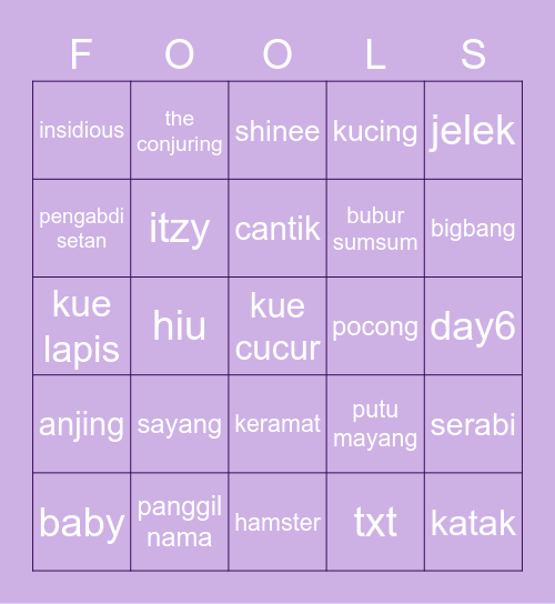 💜Jane💜 Bingo Card