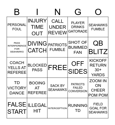 SUPERBOWL 2015 Bingo Card