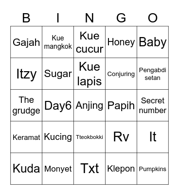 Sohee Bingo Card