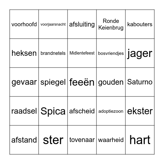 Het verloren rijk Bingo Card
