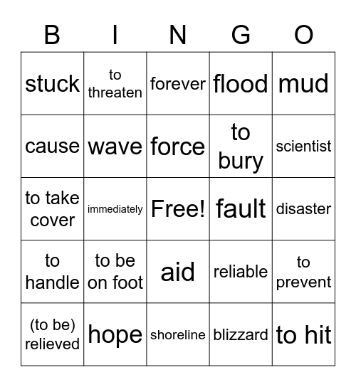 3kader unit 4 Bingo Card