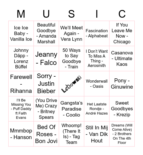 307 Bingo Card