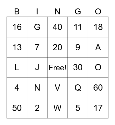 ABC -  123 GAME - Tio Tales Bingo Card