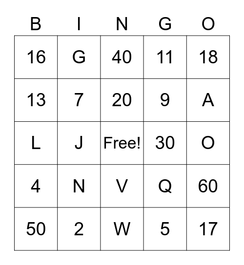 ABC -  123 GAME - Tio Tales Bingo Card