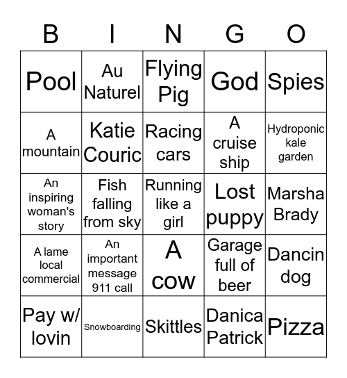 Super Bowl 2015 Bingo Card
