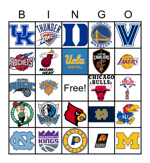 Basketball Team Logos Bingo Card