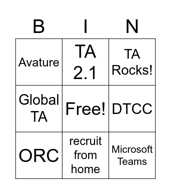 Game Sample Bingo Card