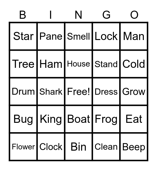 Rhymes Bingo Card