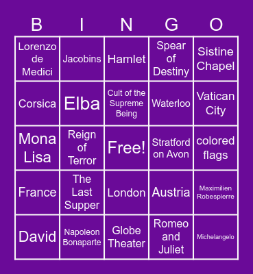 Enlightenment Bingo Card