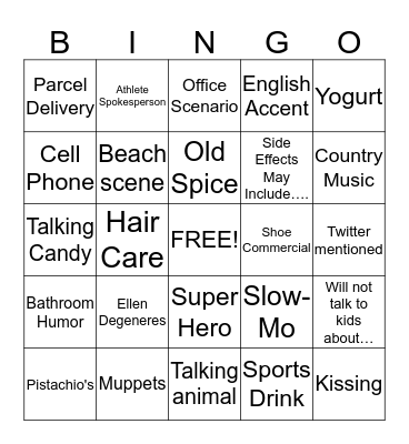 Superb Owl 2015 Bingo Card