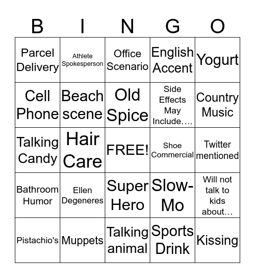 Superb Owl 2015 Bingo Card