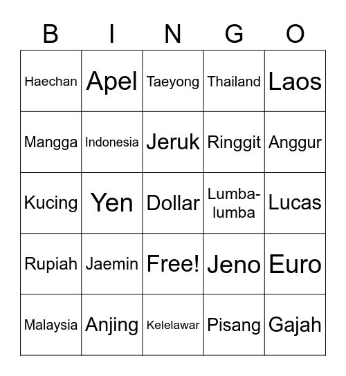 echan Bingo Card