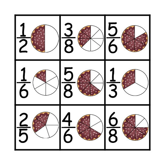 Pie Fractions Bingo Card
