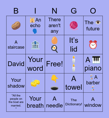 Riddle Me This ... BINGO Card