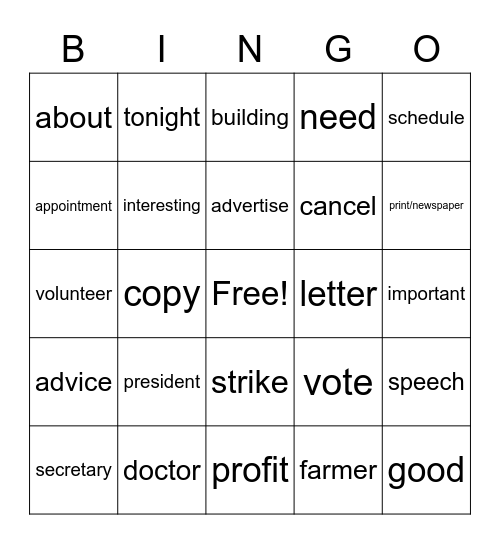 Chapter 2 SIGN-O Bingo Card