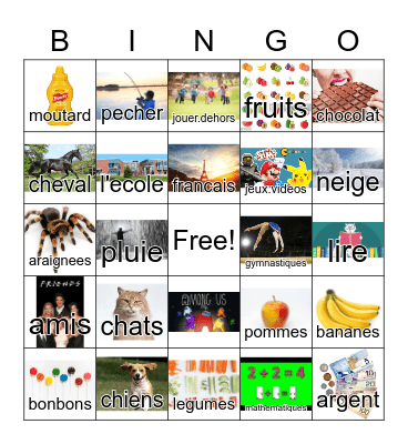 J'aime Bingo Card