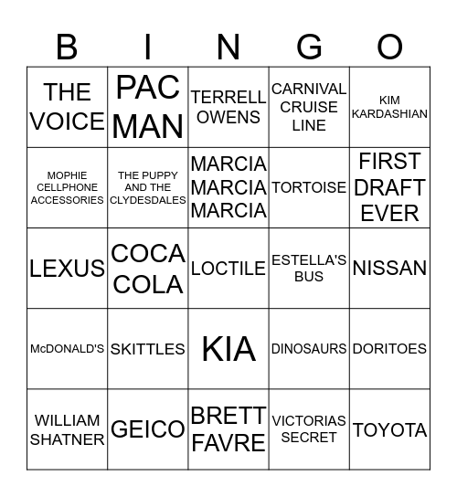 SUPERBOWL 2015 - GO HAWKS!! Bingo Card