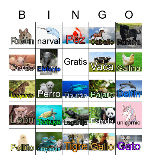 Animales Bingo Card