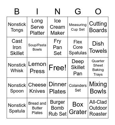 Sarah's Bridal Shower! Bingo Card