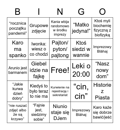 Łukasz Bingo Card