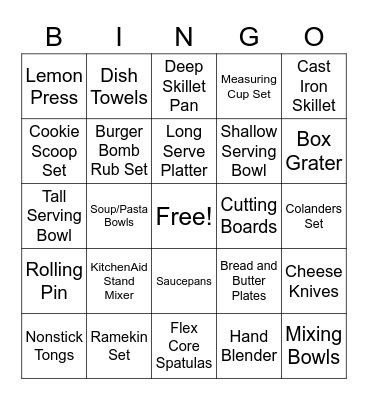 Sarah's Bridal Shower! Bingo Card